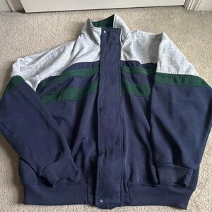 Claybrooke Sport 90s Men's Retro Vintage Zip Up Buttoned Color Block Jacket